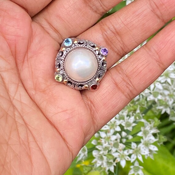 Statement Ring .Byzantine sterling silver . 18kt