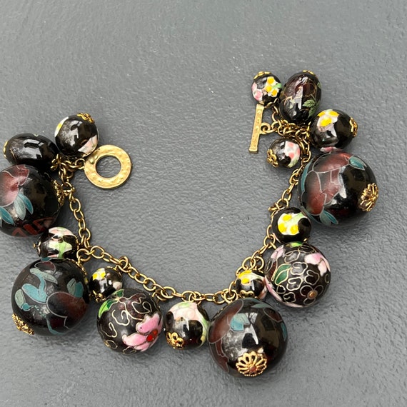 Vintage Chinese cloisonne enamel Beaded Charm bra… - image 7