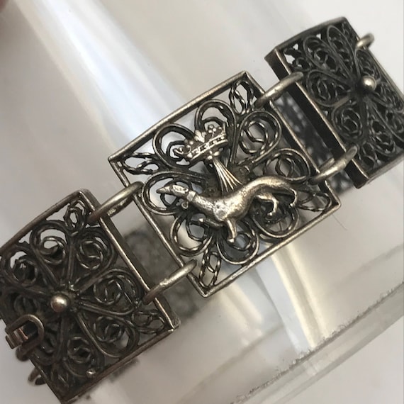 Vintage Filigree Silver Bracelet  . European silv… - image 1