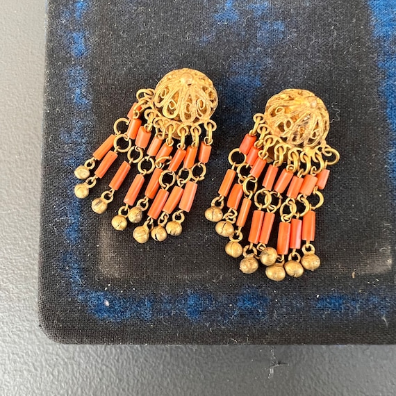 Vintage Egyptian Revival Dangle drop earrings . G… - image 2