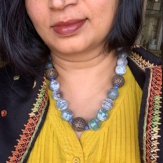 Artisan Beaded Necklace . Massive Statement Neckl… - image 8