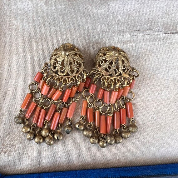 Vintage Egyptian Revival Dangle drop earrings . G… - image 5