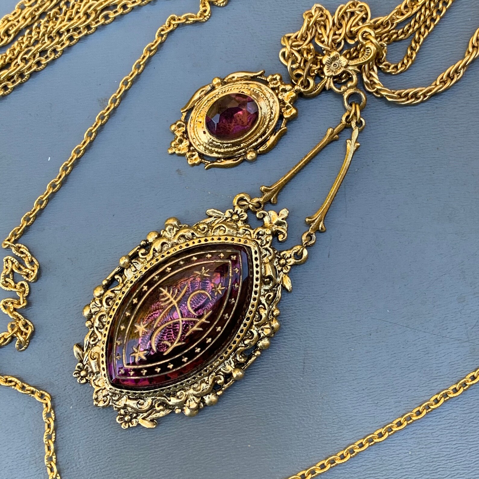 Vintage Signed ART Pendant Layered Necklace .Costume Jewelry Etsy