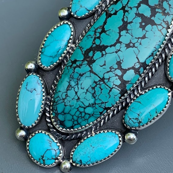 MASSIVE Vintage Navajo sterling silver , Turquois… - image 5