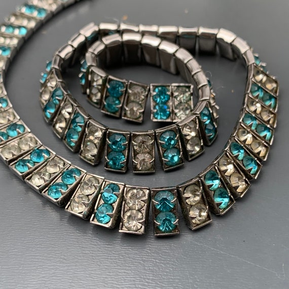 Art Deco Rhinestones Paste Necklace . 2 row past