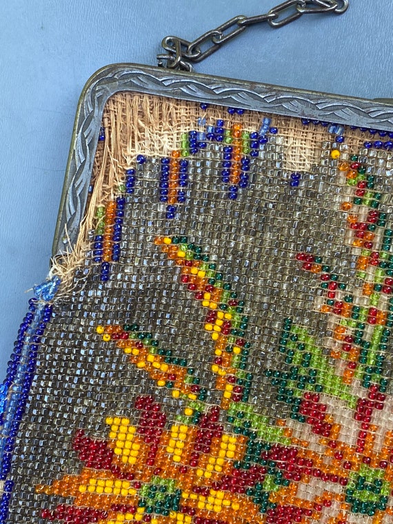 Antique  Beaded Purse .  Art Deco Flapper Micro B… - image 8