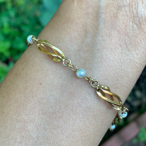 Vintage 10kt gold filled cultured pearl Bracelet … - image 8
