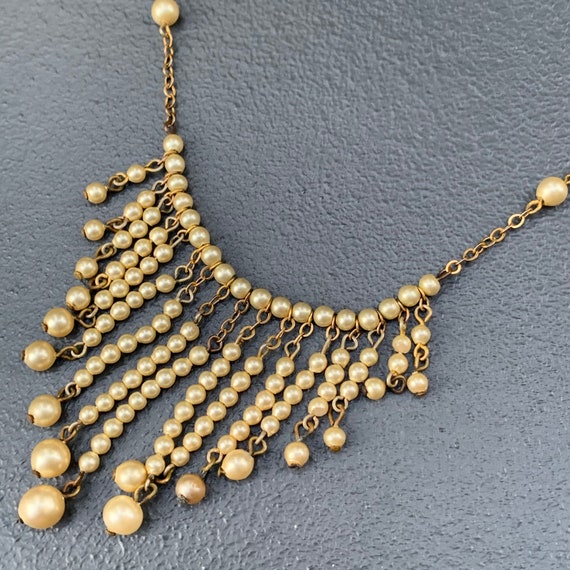 Art Deco French Faux Pearl Bib  Necklace  . Vinta… - image 3
