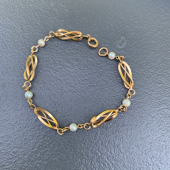 Vintage 10kt gold filled cultured pearl Bracelet … - image 2