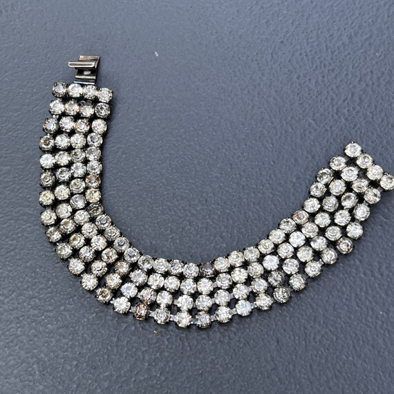 Vintage 1950  Rhinestone Bracelet . Unsigned Desi… - image 8