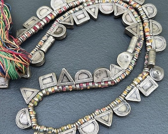 Collar con amuleto Telsum etíope de plata esterlina coleccionable, plata tribal vintage