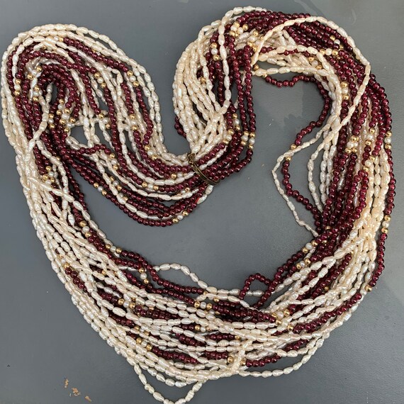 Vintage Long Multi Strand Torsade Necklace . Gold gil… Gem
