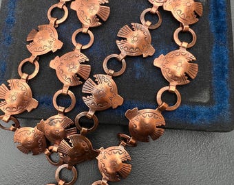 SALE Vintage Copper Concho Link Belt Roadside Art Southwest  display picture 2