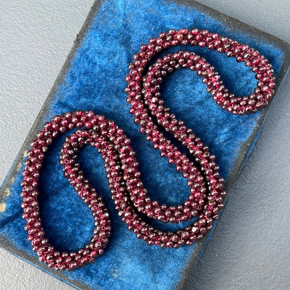 Vintage Oriental Woven Garnet Necklace . Oriental 