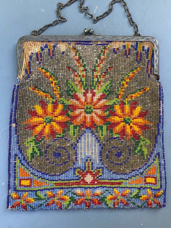 Antique  Beaded Purse .  Art Deco Flapper Micro B… - image 3