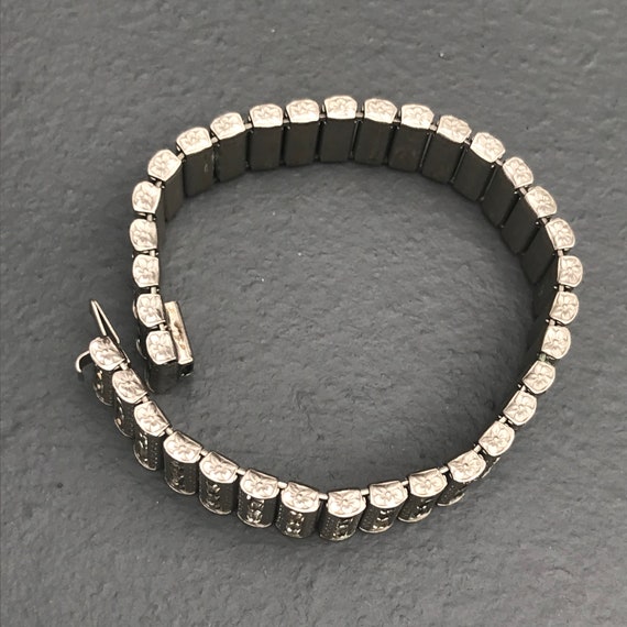 Art Deco Rhinestones Paste Bracelet . 3 row clear… - image 7