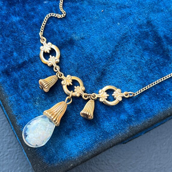 Vintage Gold filled Floating Opal  Bulb Necklace … - image 5