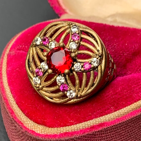 Vintage Art Deco Gold Gilt paste Ring . Indian Mog