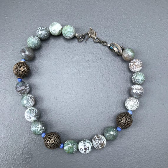 Artisan Beaded Necklace . Massive Statement Neckl… - image 2