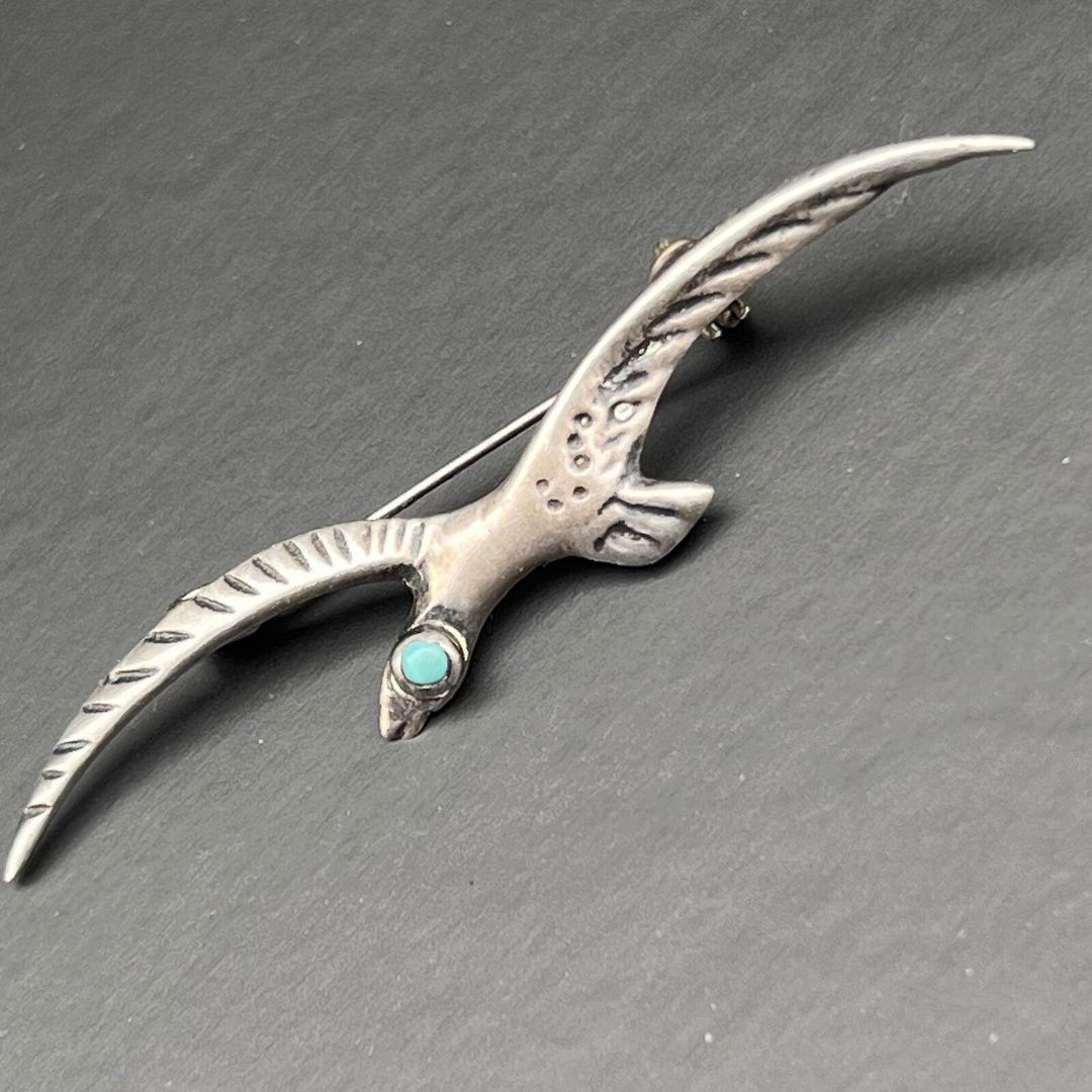 Vintage Handmade Mexican Sterling Silver Flying Seagull Bird Pin Brooch ...