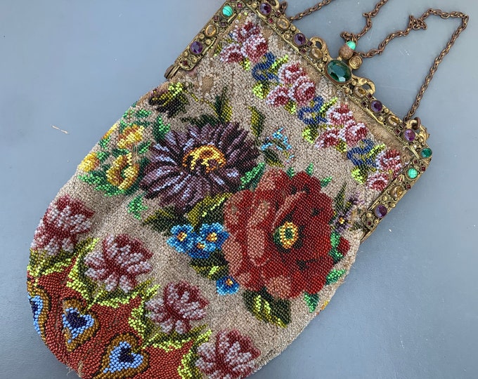 Antique Austro Hungarian Beaded Purse With Jeweled Frame SOLD ASIS - Etsy