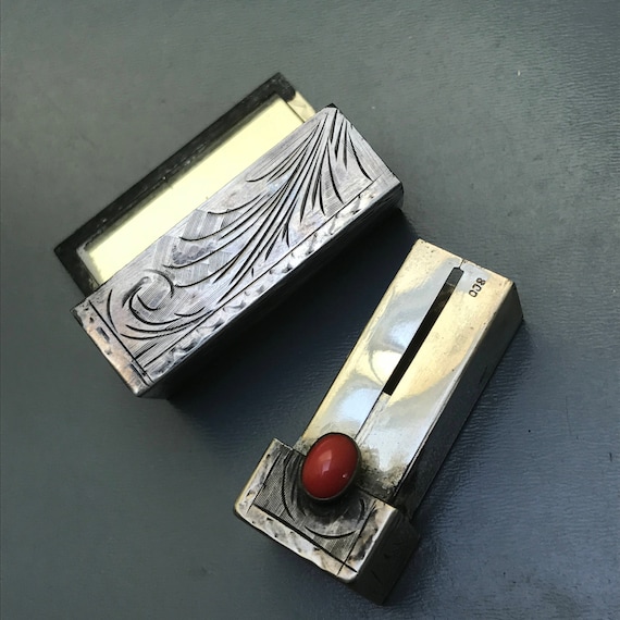 Vintage Italian Lipstick Holder . 800 Silver . Ital… Gem