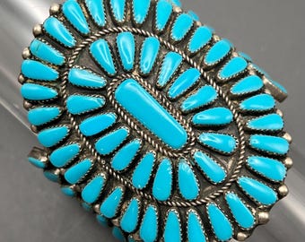 Handmade  Sterling Silver Plated Turquoise Glass Cuff Bracelet Bangle