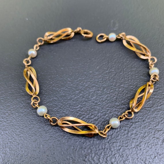 Vintage 10kt gold filled cultured pearl Bracelet … - image 6