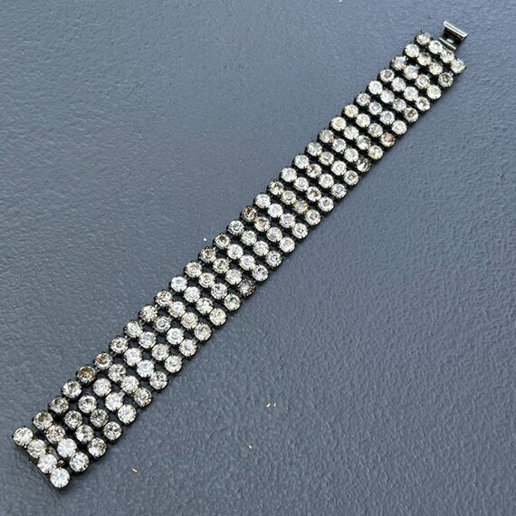 Vintage 1950  Rhinestone Bracelet . Unsigned Desi… - image 2