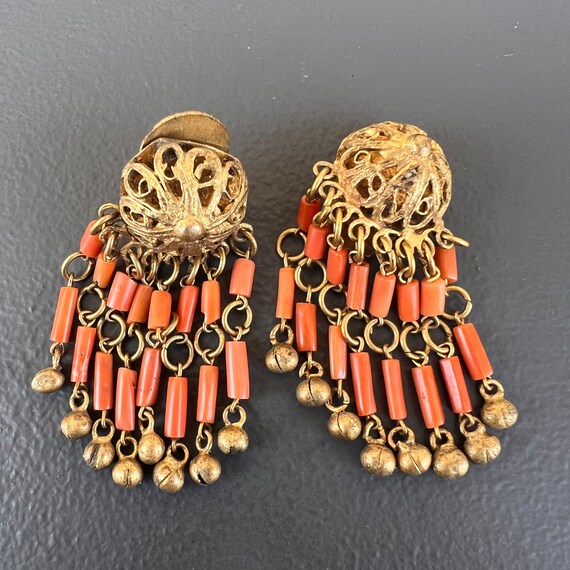 Vintage Egyptian Revival Dangle drop earrings . G… - image 1