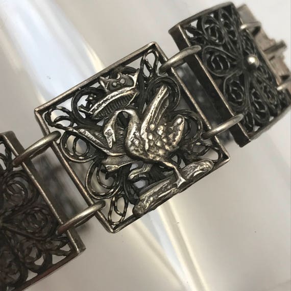 Vintage Filigree Silver Bracelet  . European silv… - image 3