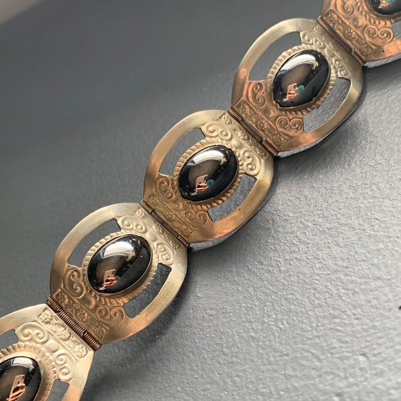 WIDE Vintage Mexican Mexico Silver Tone Bracelet … - image 1