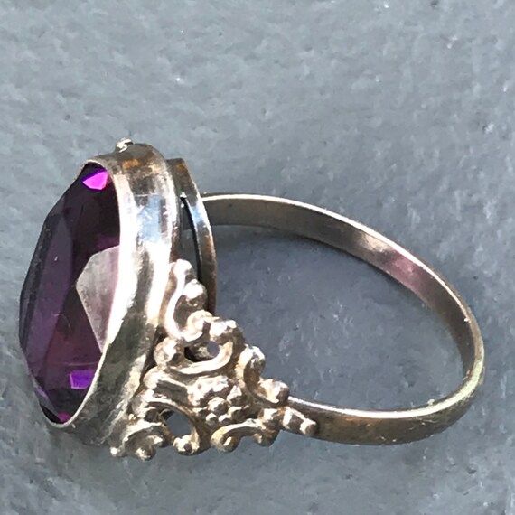 Vintage Art Deco 830 silver  Ring .  Amethyst Pas… - image 4