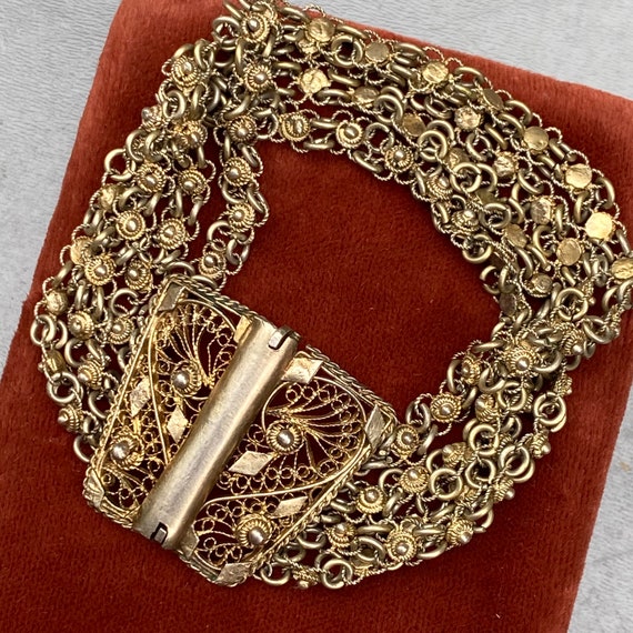 Vintage Egyptian Revival  Silver Bracelet .  Midd… - image 1
