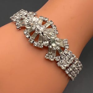 Vtg 1950s Strass statement armband niet-ondertekende designer kostuumsieraden