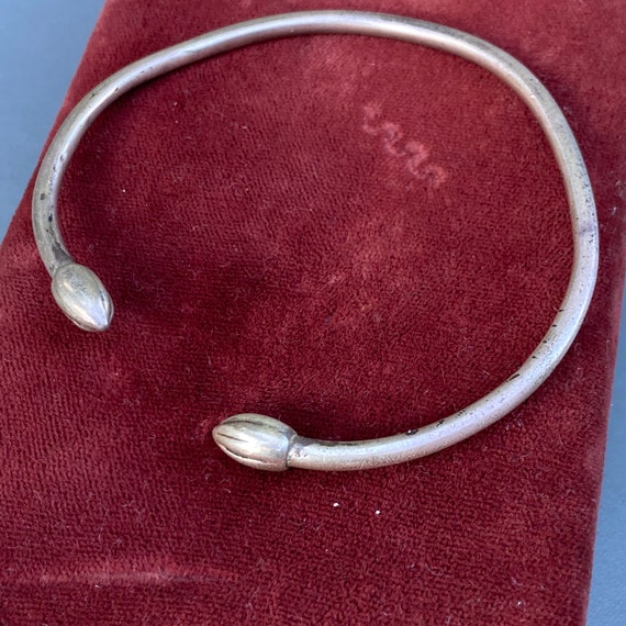 Ethnic Tribal Acorn Head Silver Bangle - Arm Band