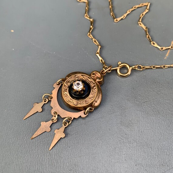 Antique Victorian Gold filled paste Pendant Chain