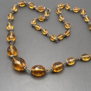 Art Deco Czech Glass Bead Beaded necklace Vintage Costume Jewelry 28&quot;L