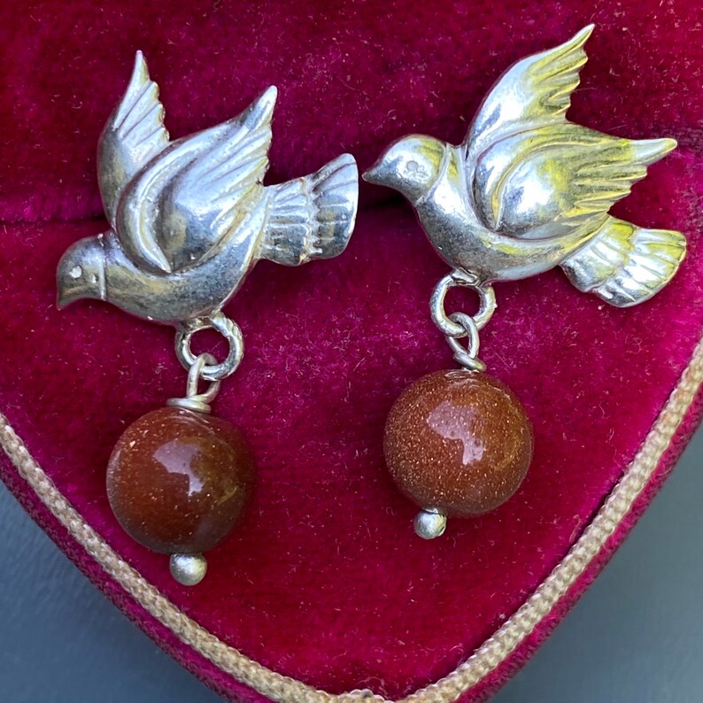 Victorian Inspired Dove Bird Earrings Silver Earrings Handmade Silver jewelry