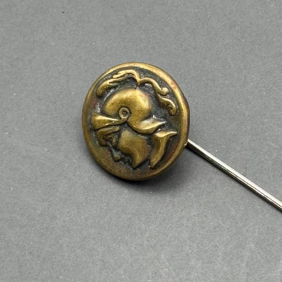 Antique Gold gilt Roman Solider Head Stick Pin Victorian Costume jewelry