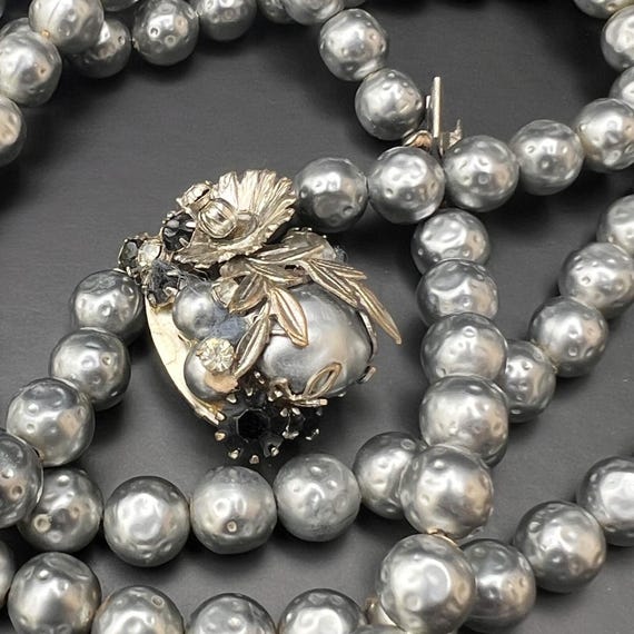 Collana Girocollo Vintage Con Perle A Strati Singola - Collana Con Perle Finti Argento Per Donne E Ragazze - Boho Regolabile - 3