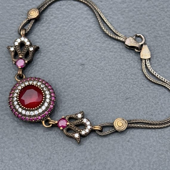 925スターリングシルバー真鍮ガラスラインストーンハンドメイド 