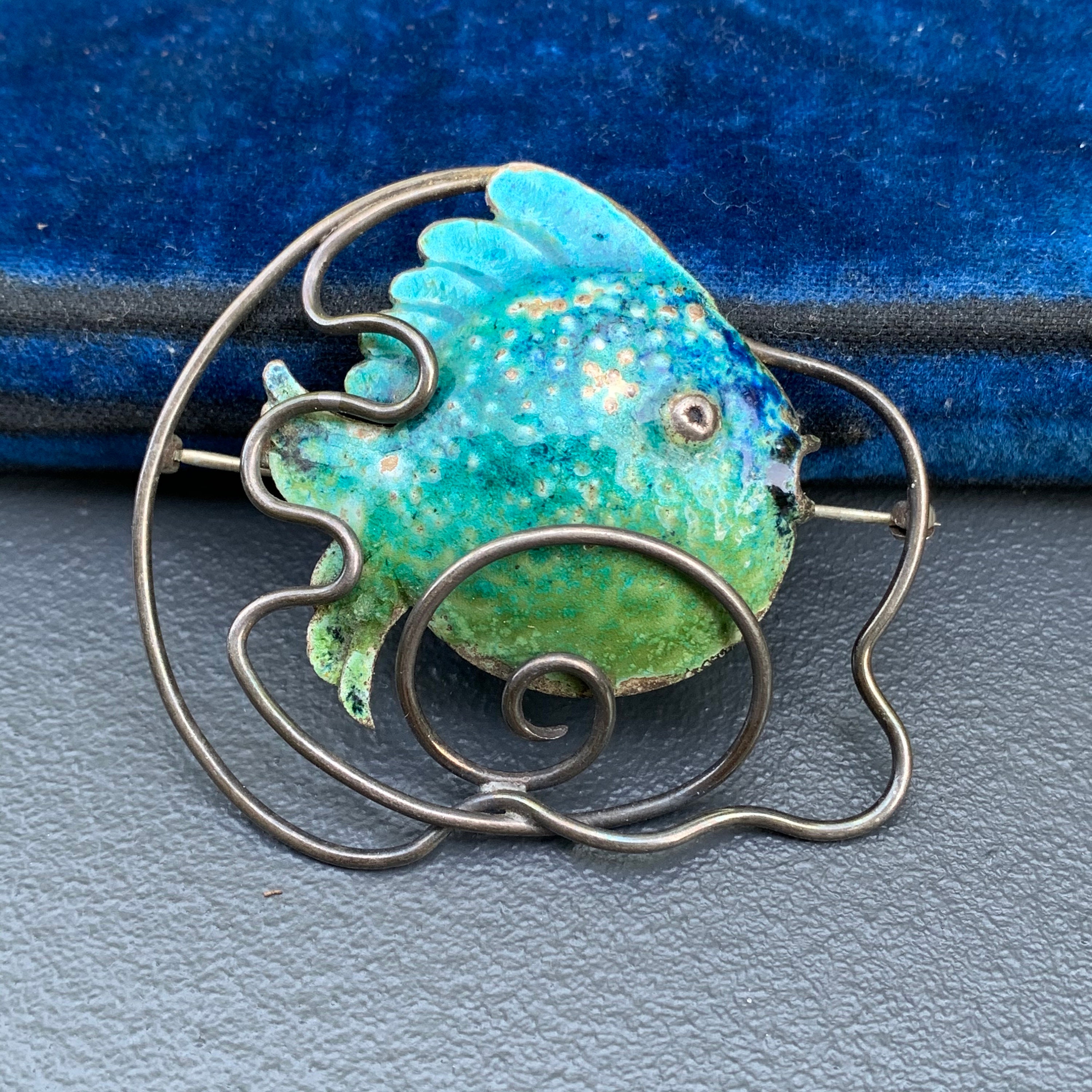 Schöner Vintage-Stil Kristall & Emaille Kingfisher Brosche Schal Pin