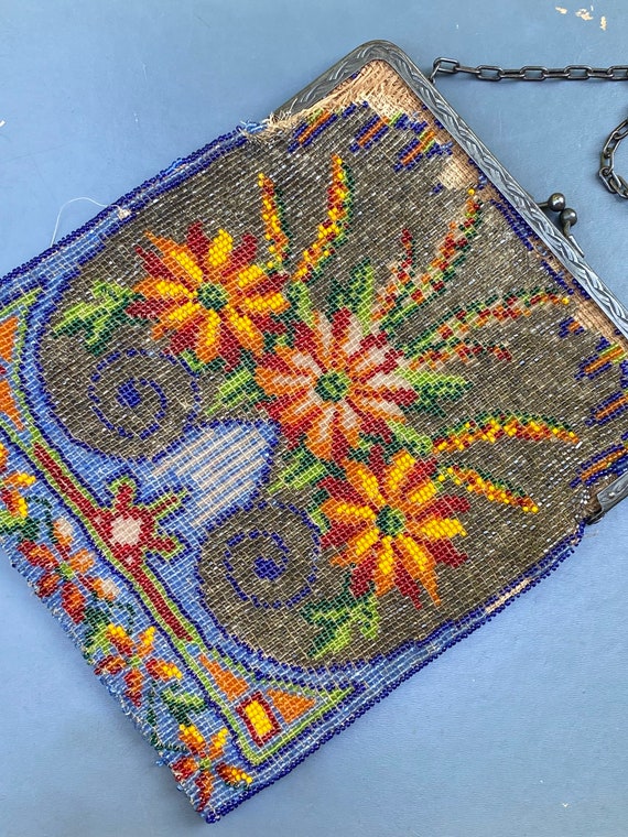 Antique  Beaded Purse .  Art Deco Flapper Micro B… - image 4