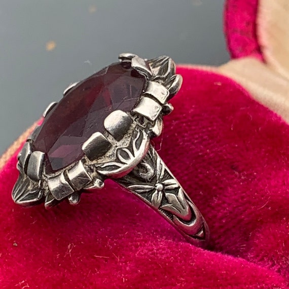 Vintage Art Deco Sterling silver Cocktail  Ring .… - image 8