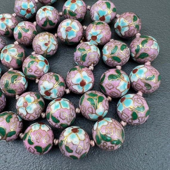 Vintage Chinese Cloisonne Enamel Bead Beaded Hand Knotted Etsy