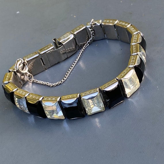 Wide Vintage Art Deco Bracelet   . Channel Set  c… - image 9