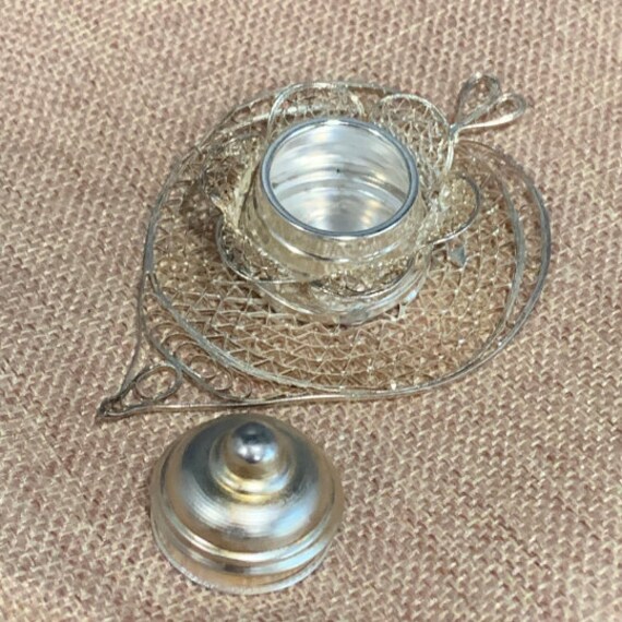 Small Vintage silver filigree Filigree Keepsake T… - image 5