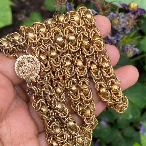 Vintage Byzantine Style Necklace . Gold gilded ste