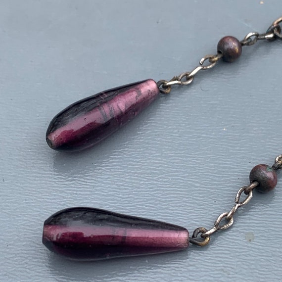 Vintage  Art Deco Czech Amethyst Glass Necklace  … - image 6